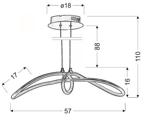 Silberne verstellbare Pendelleuchte LED 38W 4000K Slash Candellux 31-69887
