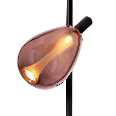 Nachtlampe Denso 26 schwarz Glas Schirm kupfer zum Lesen