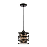 Suspension Eluna noire E27 avec abat-jour ambre 31-09548