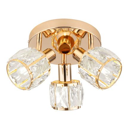 DUBAI DECKENLAMPE ROSA PLAFON GOLD TRANSPARENTER KRISTALLLAMPENSCHIRM