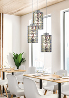 Hanging lamp chrome plate glass shades 3D 3x40W Nocturno Candellux 33-57747