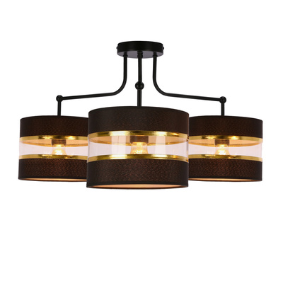 Andy suspension noir e27 abat-jour noir+or