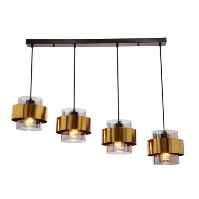 Spie suspension laiton noir e27 abat-jour incolore
