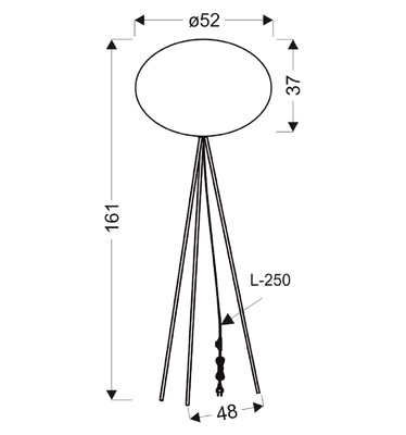 MELLOW lampă de podea neagră 1x40W E27 abajur 52 sferă albă 51-40879