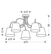 Chrome ceiling lamp 5x40W with fabric shade Luk Candellux 35-70753