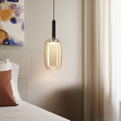 Suspension Bueno verre abat jour ambre simple GX53