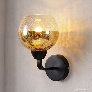 Aplică oglindă neagră și aurie cu abajur din sticlă Cromina Gold Candellux 21-57242