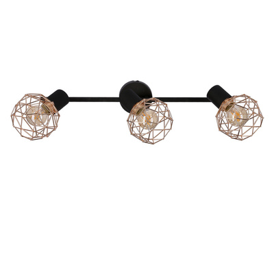 Ceiling wall lamp triple strip black copper shade Acrobat 93-22219