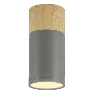 Plafonnier gris et bois 6,8x15cm Tube Candellux 2284279