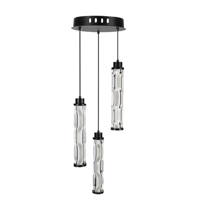 CORTE lampă suspendată plată negru mat 25W LED 3000K abajur transparent
