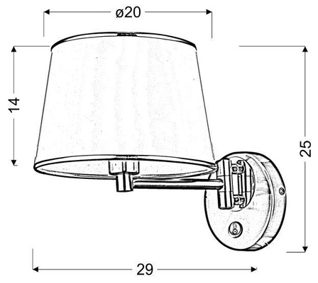 Silver adjustable wall lamp with a switch white lampshade Ibis Candellux 21-00883
