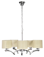 Hanging lamp chrome + cream lampshade 5x60W chandelier Draga Candellux 35-04222  