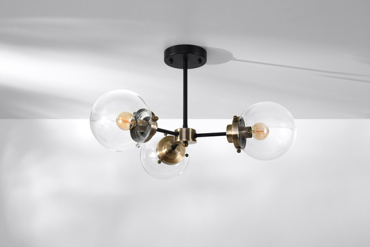 Ceiling lamp black/patina 3xE14 Lens 33-01290