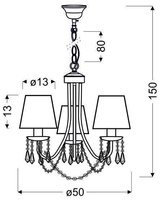 Hängelampe Chrom / Beige Kronleuchter 3x40W Ruti Candellux 33-58713