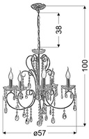 Hanging lamp black with crystals 5xE14 Aurora 35-73730