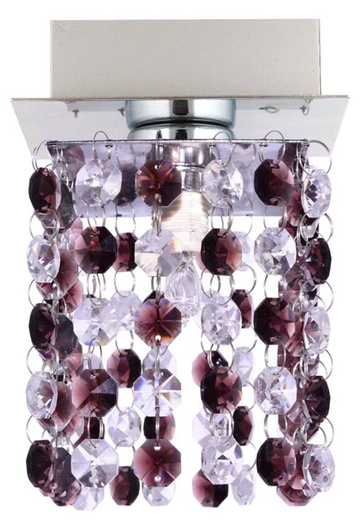 Plafonnier chrome / cristaux bordeaux G9 Classic 91-97043