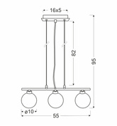 Lampă suspendată crom / bilă albă 3 RAISA 33-01382
