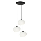 Pendant lamp STONES in Japandi style round base with 20 cm stone shaped acrylic shades modern living room lighting 3x E27