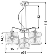 Adjustable chrome ceiling pendant lamp 3x40W Nosja Candellux 33-58720