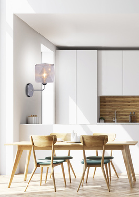 Single chrome wall lamp with white organza lampshade Nosja Candellux 21-62512