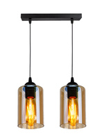 Hanging lamp black/brown strip 2xE27 Bistro 32-00538