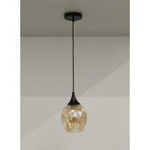 Lampă suspendată din sticlă neagră/maro Aspa 31-00583