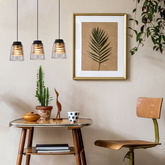 Lampe suspendue abat-jour en verre noir et or 3x60W E27 Fresno Candellux 33-78094