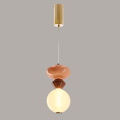 Lampa wisząca Flores ceramiczna pomarańczowy i brązowy klosz 10W LED 3000K designerska