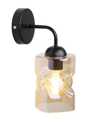 Wall lamp black with amber glass shade Felis 21-00163
