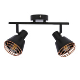 Lampa ścienna/sufitowa czarna klosz miedziany 2xE14 40W Neria 92-81780