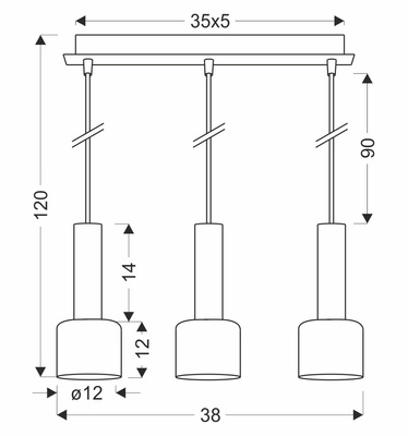 ALBERTO lampa wisząca mosiężny 3x40W E27 klosz bursztynowy