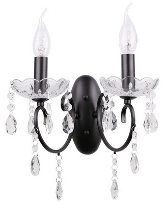 Aplic dublu negru cu cristale Aurora Candellux 22-73723