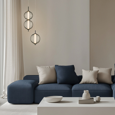 Pendant wire lamp PUMA with globe shades 14 x 38 cm designer LED 3000K living room lighting