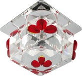 Plafoniera Candellux G4 patrat sticla cristalina rosu 20W 
