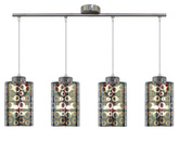 Suspension chrome lamelle verre abat-jour 3D 4x40W Nocturno Candellux 34-57723