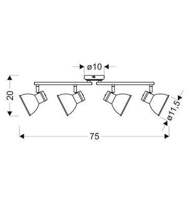 Ceiling wall lamp white black 4x40W adjustable Zumba Candellux 94 72153