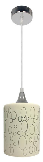 Suspension chromée + abat-jour en verre crème E27 Sand Candellux 31-57754