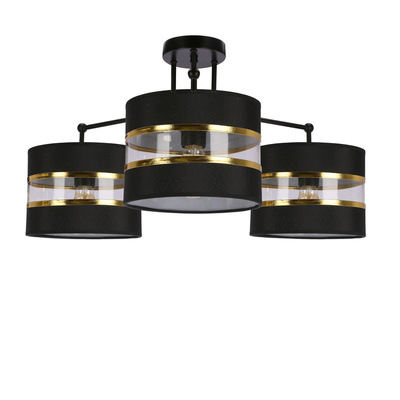 Andy Hängelampe schwarz e27 Schwarz+goldener Lampenschirm