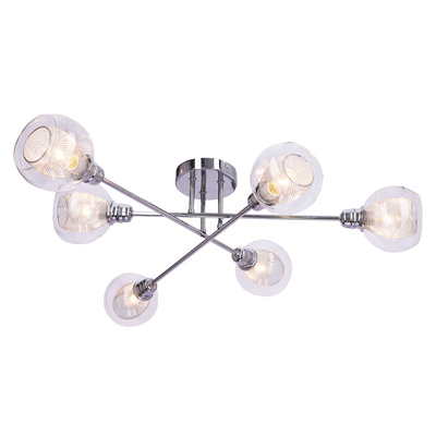 Chrom-Deckenleuchte mit Glasschirm und Korb 6x40W Dixi Candellux 36-61362