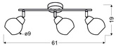 Wall lamp strip 3X10W E14 LED chrome FORT 93-62826
