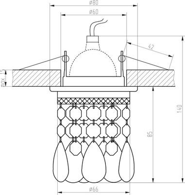 Plafoniera Candellux cu cristale decorative cromate 50 W