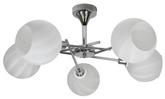 Elegant, modern five-arm chrome ceiling lamp with white Candellux Raul 35-72269