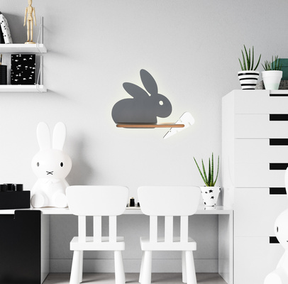 Lampa kinkiet półeczka 5W LED 4000K IQ Kids Rabbit szary 21-85184