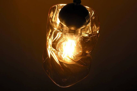 Pendelleuchte aus schwarzem/bernsteinfarbenem Glas Felis 31-00156