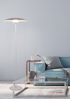 Floor lamp LUND in Scandinavian style white plate shade modern LED floor lamp