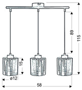 Chrome hanging lamp with a glass shade 3D 3x40W Nocturno Candellux 33-57709