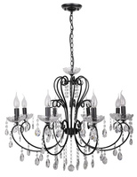 Lampa suspendata neagra cu candelabru cristale 8x40W Aurora Candellux 38-73747