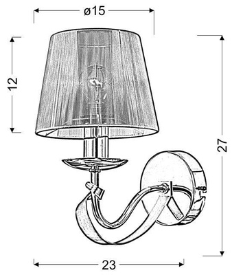 Wall lamp chrome / gold thread lampshade E14 40W Diva Candellux 21-55040