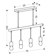 Hanging lamp black + wood 4x60W Izzy 34-77929