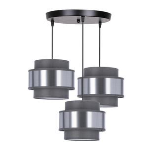 Lampa wisząca Hare z abażurami potrójna do salonu tkaninowa szara